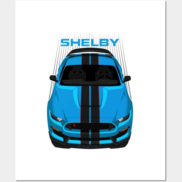 Ford Mustang Shelby GT350R 2015 - 2020 - Grabber Blue - Black Stripes Wall Art by V8social